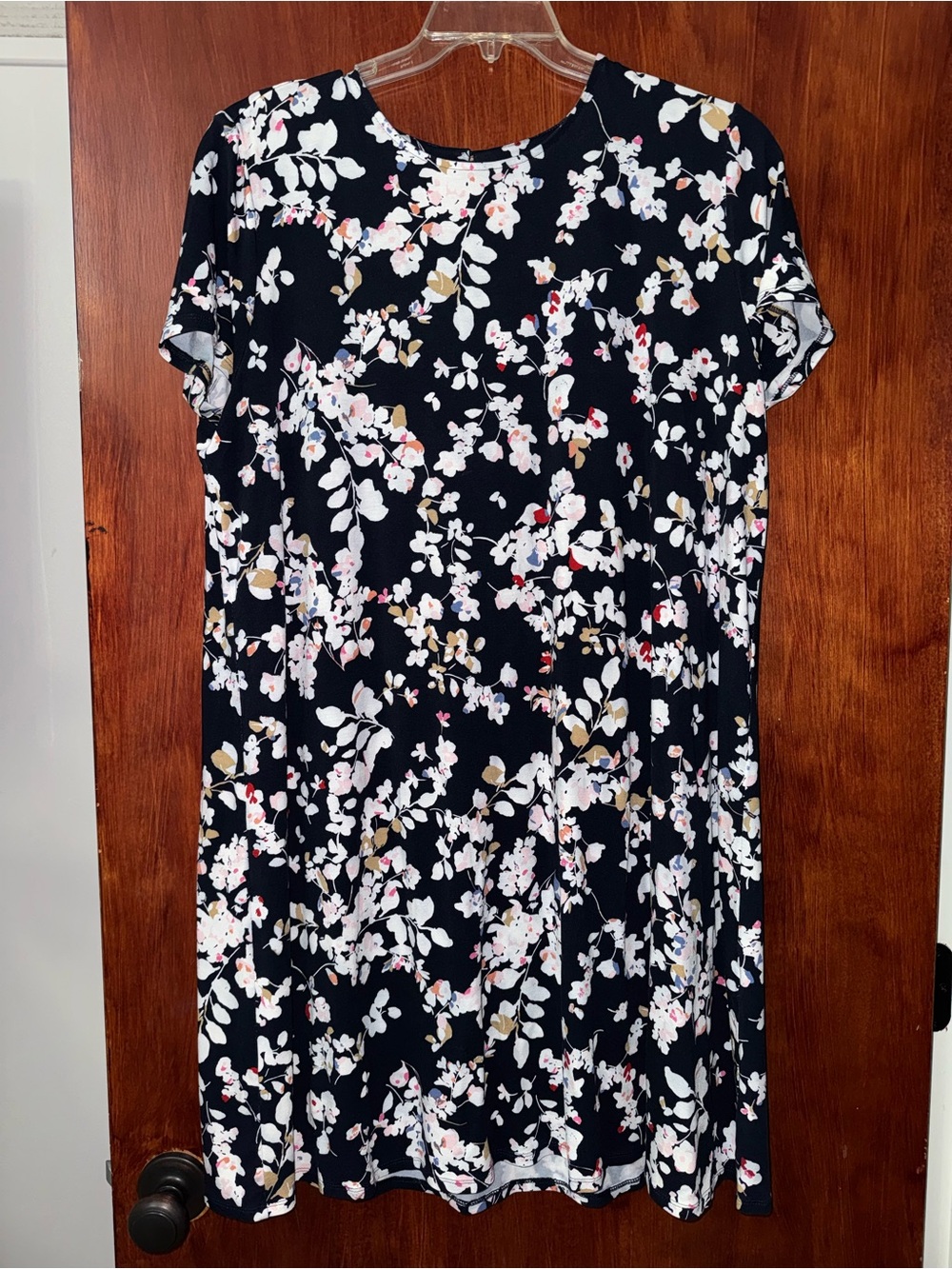 J. Jill XL Dress - Black Background with White & Pink Blossoms